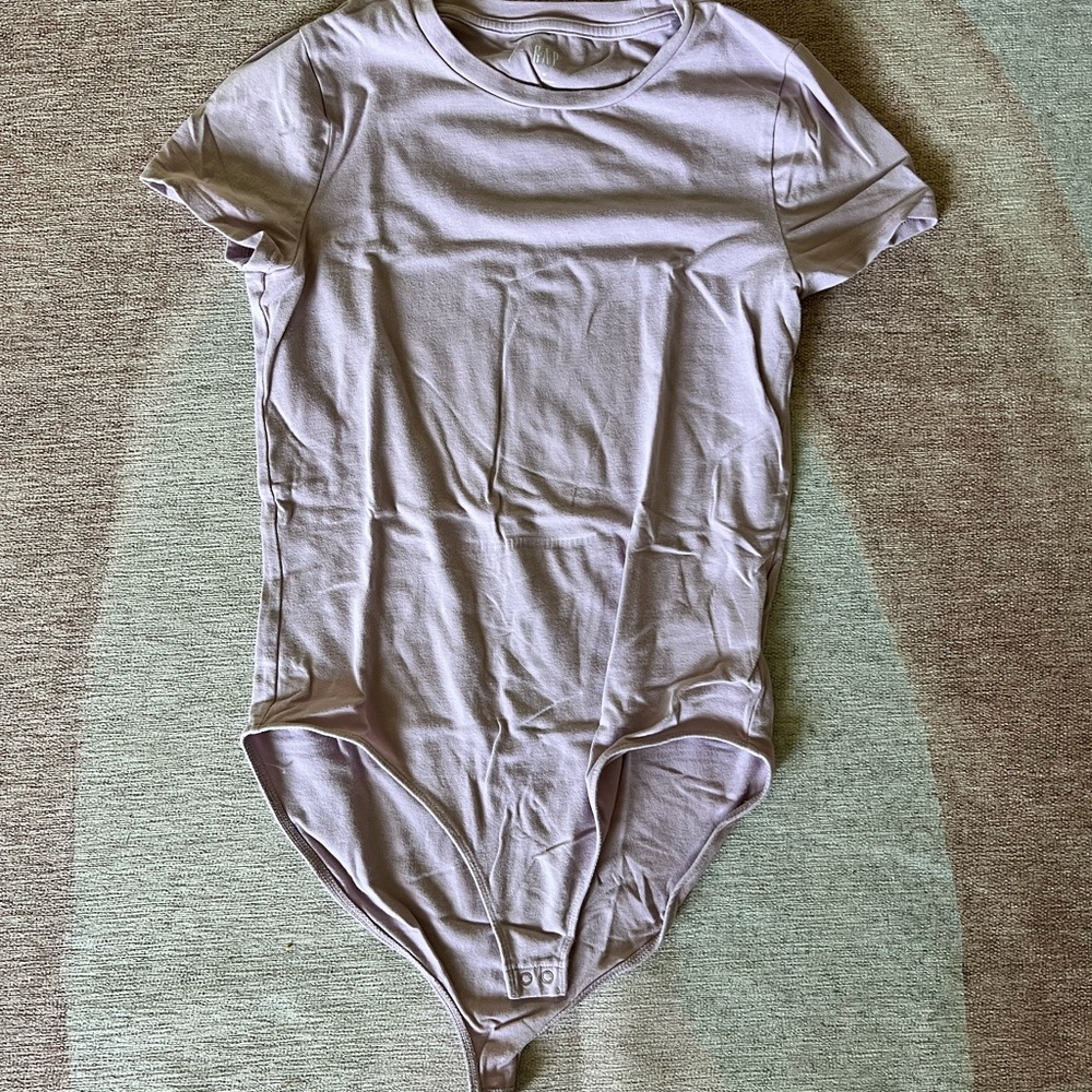 Purple Crew Neck Bodysuit with Short Sleeves